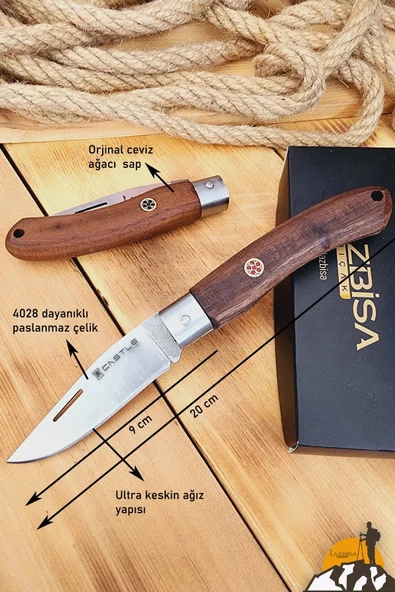 Ceviz Sap Çakı Kamp Çakısı Outdoor Piknik Çakısı Bahçe Çakısı Mutfak Bıçak Bıçağı (ÇK117) - 4