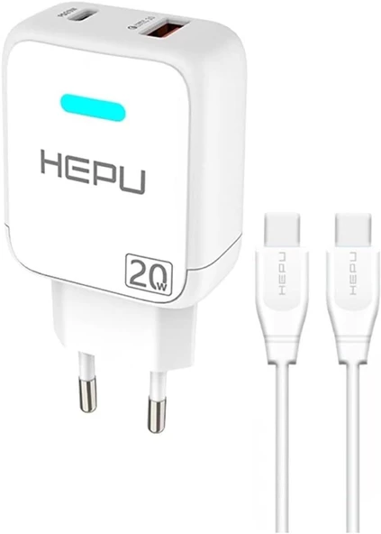 20 W Pd Girişli 3.0 Qualcomm Hızlı Şarj Aleti Type-C Kablo Çift Çıkışlı Fast Charger Samsung Huawei Xiaomi Uyumlu HP619