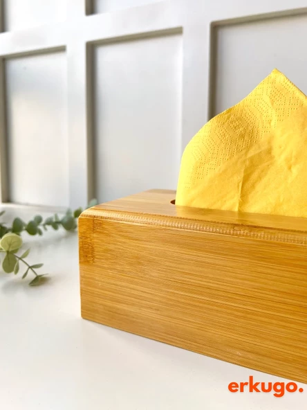 Büyük Boy Bambu Peçetelik - Masaüstü Peçetelik, Bambu Kağıt Mendil Kutusu - 4