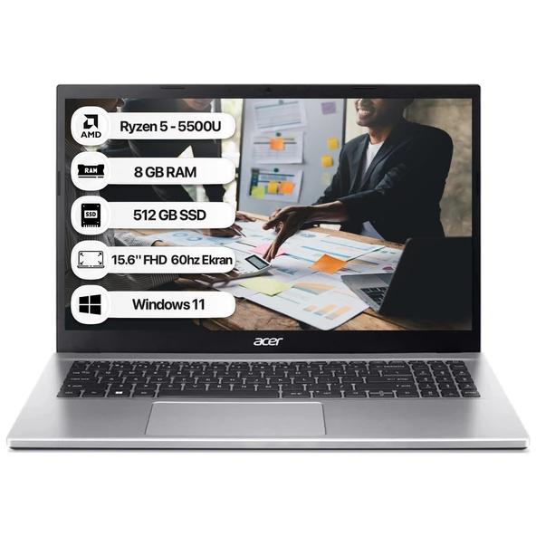 ACER ASPIRE 3 A315-44P-R906 AMD RYZEN 5 5500U 8GB DDR4 SDRAM 512GB NVMe SSD INTEGRATED AMD RADEON GRAPHICS 15.6"FHD W11 HOME
