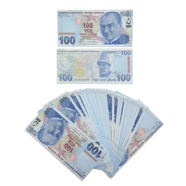 100 Tl 50 Adet Geçersiz Sahte Para Düğün Parası - 3