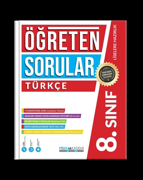 Pruva Akademi Yayıncılık 8. Sınıf Öğreten Sorular Türkçe Soru Bankası