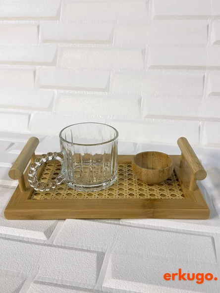 Doğal Bambu Hazeran Tepsi, Sunum Tepsisi, Servis Tepsisi, Kahve Sunum , Çay Tepsisi (15 x 25 cm) - 3