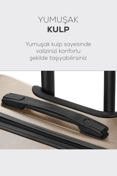 Polo&Sky Spring Model Gold Renk 2'li Valiz Seti Kabin + Orta - 5