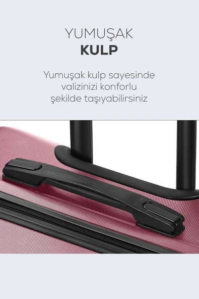Spring Model Gül Kurusu Renk 2'li Valiz Seti Kabin + Orta - 5