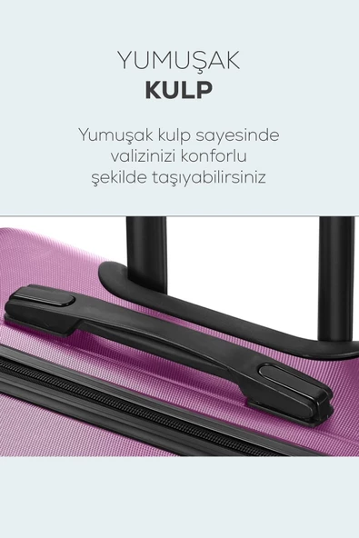 Spring Model Mor Renk 2'li Valiz Seti Kabin + Orta - Resim 3