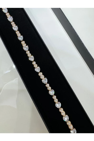 Çelik Rose Gold Zirkon Taşlı Su Yolu Bileklik - 8