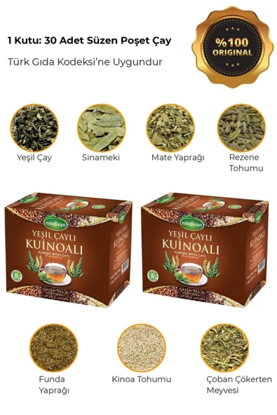 Yeşil Çaylı Kinoa Çayı 30 Süzen Poşet - 2 Kutu - 2