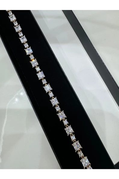 Çelik Rose Gold Zirkon Taşlı Su Yolu Bileklik - 12