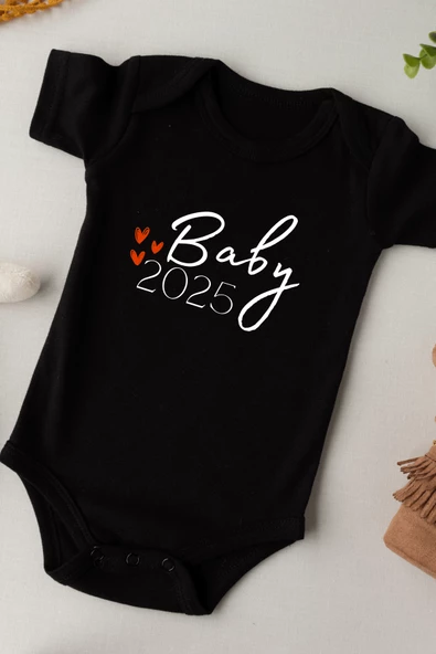 Unisex Yenidoğan Bebek Badisi Baby 2025 Baskılı Yeni Doğum Haberi İçin Hediyelik %100Pamuklu Çıtçıt - Resim 5