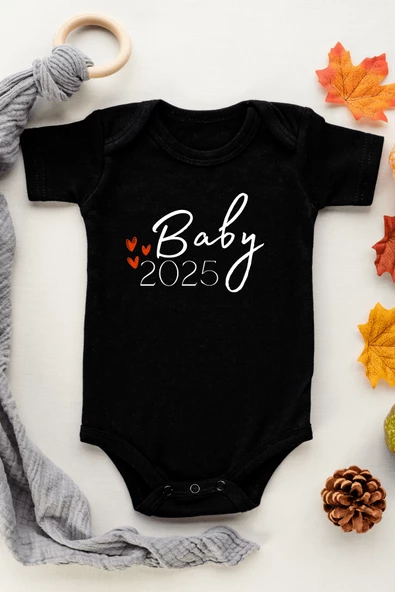 Unisex Yenidoğan Bebek Badisi Baby 2025 Baskılı Yeni Doğum Haberi İçin Hediyelik %100Pamuklu Çıtçıt - Resim 4