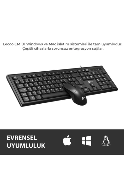 Usb Kablolu Türkçe Q Klavye & Mouse Set Siyah