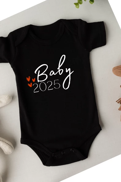Unisex Yenidoğan Bebek Badisi Baby 2025 Baskılı Yeni Doğum Haberi İçin Hediyelik %100Pamuklu Çıtçıt - Resim 6