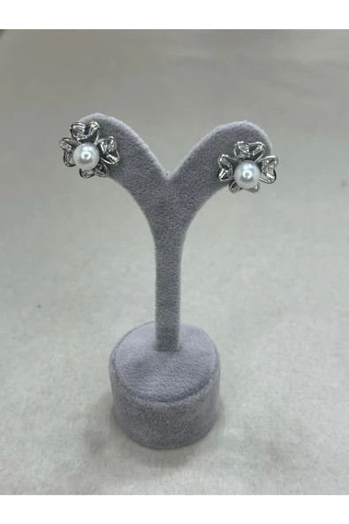 Zirkon taşlı çiçek küpe - 2