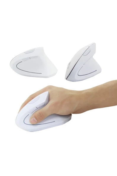 Dikey Ergonomik Kablosuz Mouse Fare Wireless 2000 Dpı 6 (BEYAZ)