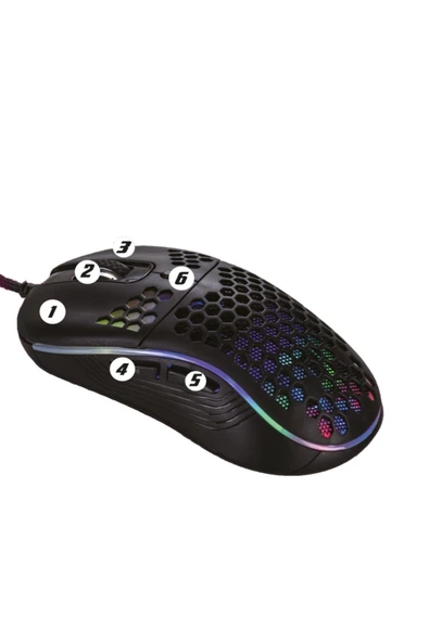 6400 Dpi Rgb Ledli Makrolu Oyuncu Mouse Drag Click