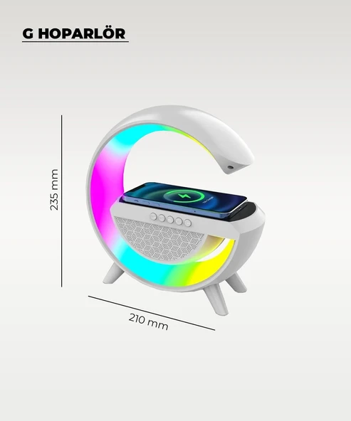 RGB Ledli ve Kablosuz Telefon ŞarjlI Bluetooth G Hoparlör - Resim 2