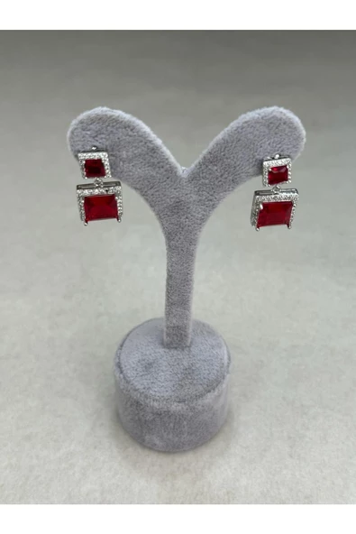 Zirkon Taşlı Çift Kareli Küpe - 2