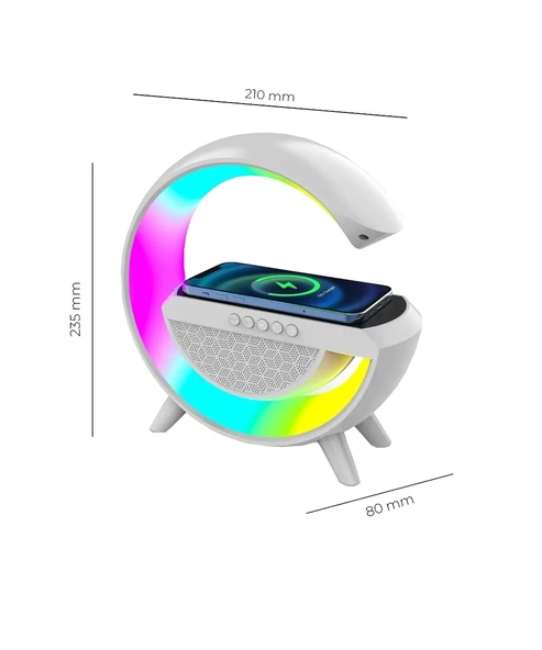RGB Ledli ve Kablosuz Telefon ŞarjlI Bluetooth G Hoparlör - 2