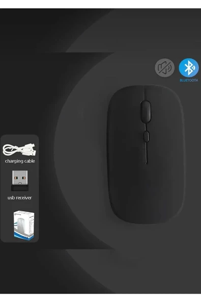 Cihazlara Uyumlu Mouse Bluetooth Wireless Şarjlı Fare 2.4g