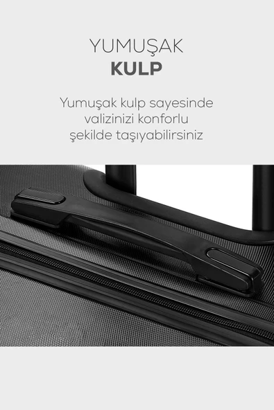 Spring Model Siyah Renk Büyük Boy Valiz Bavul - Resim 4