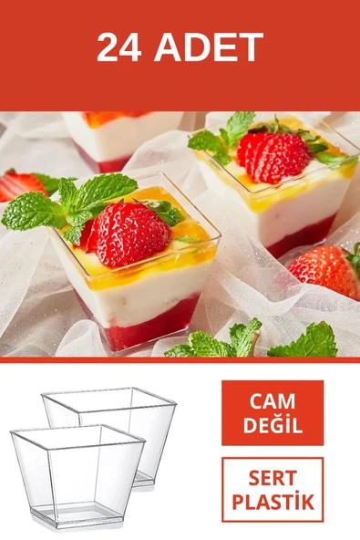 Prizma Sunum Kasesi Magnolya Dondurma Puding Tatlı Meze Salata Cup Kabı Sert Plastik Mika Sunumluk