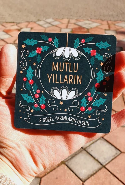 Yılbaşı Tebrik Kartı - Not Kartı -Özel gün 4 Lü Set - Merry Christmas - Happy New Year - 6