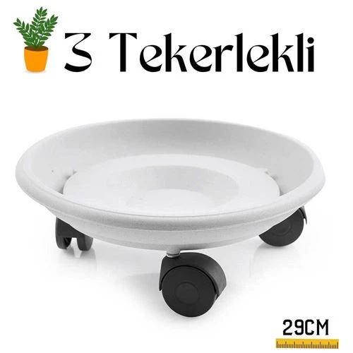 ModaCar Tekerlekli Saksı Altığı 29 CM Coadura Design Beyaz