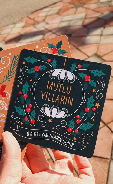 Yılbaşı Tebrik Kartı - Not Kartı -Özel gün 4 Lü Set - Merry Christmas - Happy New Year - 8
