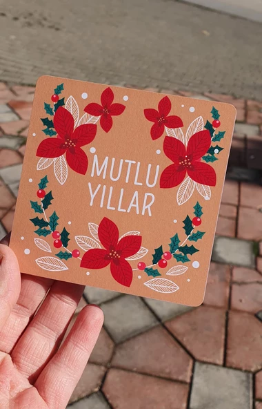 Yılbaşı Tebrik Kartı - Not Kartı -Özel gün 4 Lü Set - Merry Christmas - Happy New Year - 3