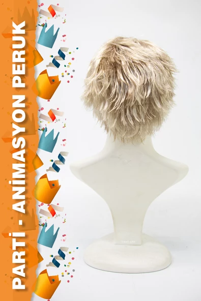 PARTİ / ANİMASYON PERUĞU - KISA AÇIK PLATİN - Resim 3