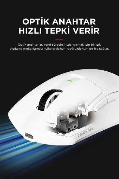 Pro 4k Bt Wired 2.4g Beyaz Kablosuz Paw3395 Nordıc 52833 Mcu Gaming Oyuncu Mouse