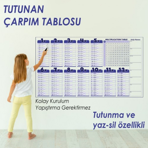 EVBUYA TUTUNMA ÖZELLİKLİ İNGİLİZCE ÇARPIM TABLOSU(Kalem hediyeli) ürün görseli