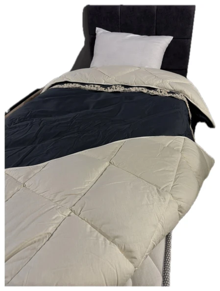 Clasy Saten %100 Pamuk Saten Tek kişilik Yorgan Osela V4 İndigo Gri - 5