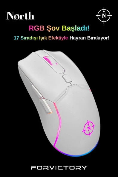 White Rgb 7.200 Dpı Profesyonel Makrolu Fps Gaming Beyaz Oyuncu Mouse