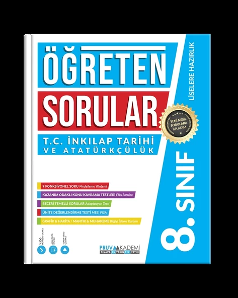 Pruva Akademi Yayıncılık 8. Sınıf Öğreten Sorular T.C. İnkılap Tarihi ve Atatürkçülük Soru Bankası ürün görseli