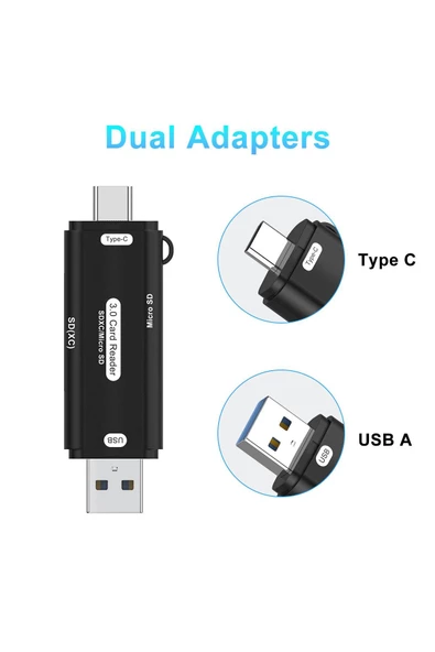 Sd Kart Okuyucu Type C To Usb 3.0 Çevirici 5 Gbps Otg Hafıza Kartı Okuyucu Reader Rktsd