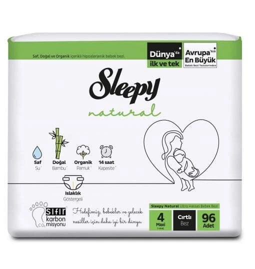 Sleepy Natural Bebek Bezi Jumbo 4 Beden 7-14 Kg 96 Adet