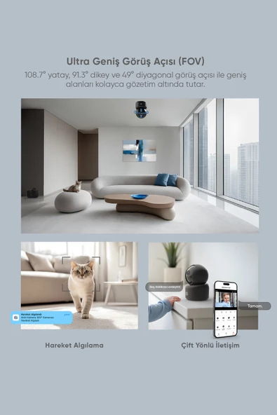 Şımart Akıllı 360 Kamera Wi-fi, 1620p 3k Ultra Görüntü Kalitesi, Gece Görüş, Ses Gönderme Ve Alma - 5