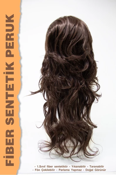 UZUN KATLI DALGALI FİBER SENTETİK PERUK - Resim 5