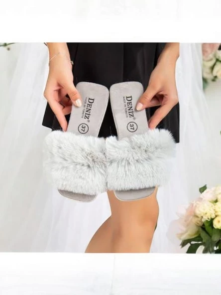 peluş terlik gri 39 numara