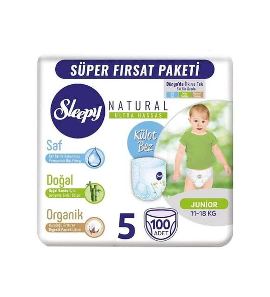 Sleepy Natural Külot Bez Mega Paket 5 Beden 11-18 Kg 100 Adet