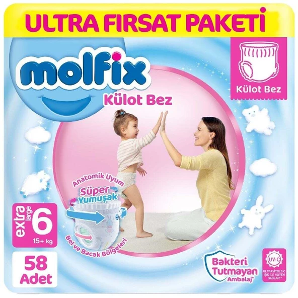 Molfix Külot Bez Ultra Fırsat Paketi 6 Beden 15+ Kg 58 Adet