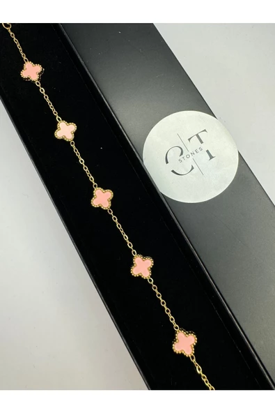 Minimal şeker pembesi van cleef bileklik - 2
