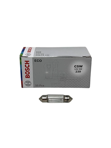 Bosch Eco 12V C5W 5W SV 8.5-8 Halojen Sofit Tavan, Bagaj Ampulü 38 mm 10 Adet