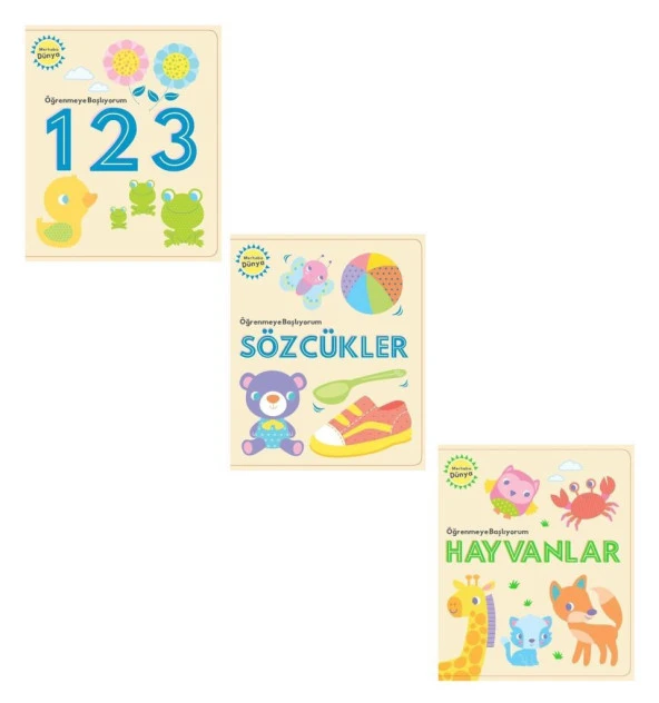 Öğrenmeye Başlıyorum 123 + Harfler + Hayvanlar Ciltli Sert Yaprak