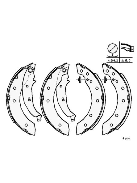 Mga Renault Thalia, Clio Symbol I, II 1998-2014 Arka Fren Balatası Takım 203x38 mm - 2