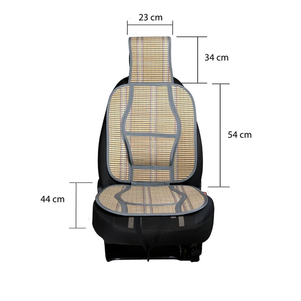 Oto Hasır Bambu Minder Ön Gri İkili Takım Bel Destekli Terletmez WF-1066 - 3