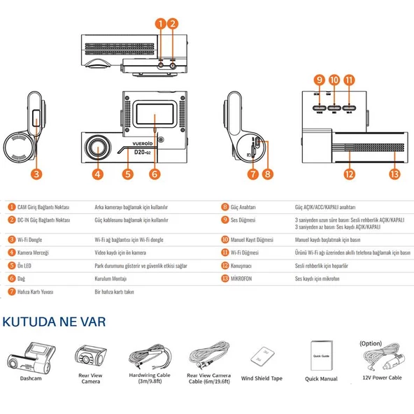 Vueroid Araç Kamerasi 2K Sony Starvis Görüntü Sensörü GPS D20 - 10