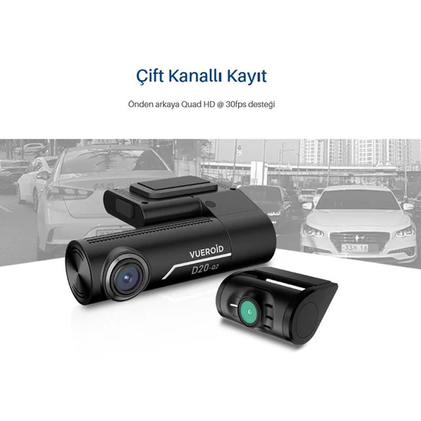 Vueroid Araç Kamerasi 2K Sony Starvis Görüntü Sensörü GPS D20 - 5